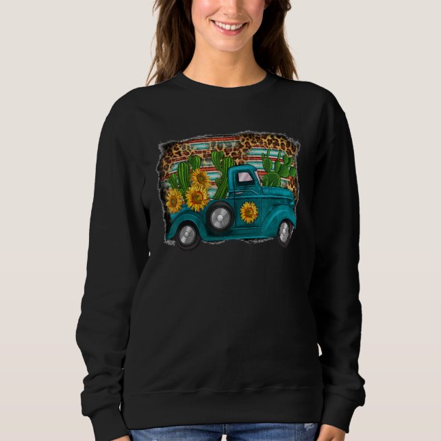 Sweatshirt Western Sunflower Truck Country Leopard farm (Devant)