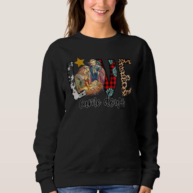 Sweatshirt Westerns Leopard Cowhide Love Came Down (Devant)
