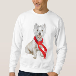 Sweatshirt Westie d'hiver dans une écharpe rouge