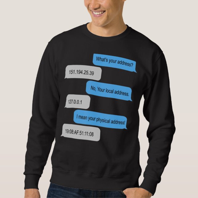 Sweatshirt What Is Your Address I'm A Programme No Your Loca (Devant)