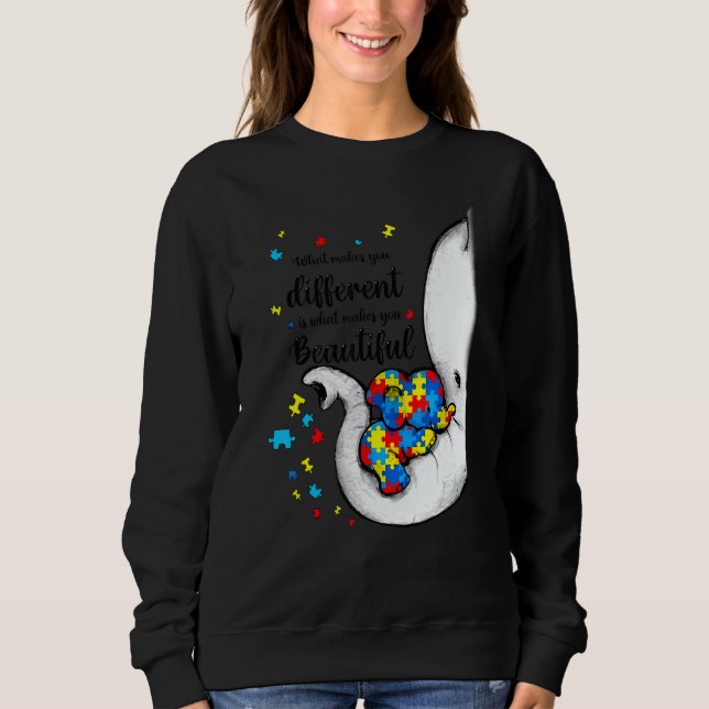 Sweatshirt What Makes You Different Elephant Mom Autism Child (Devant)