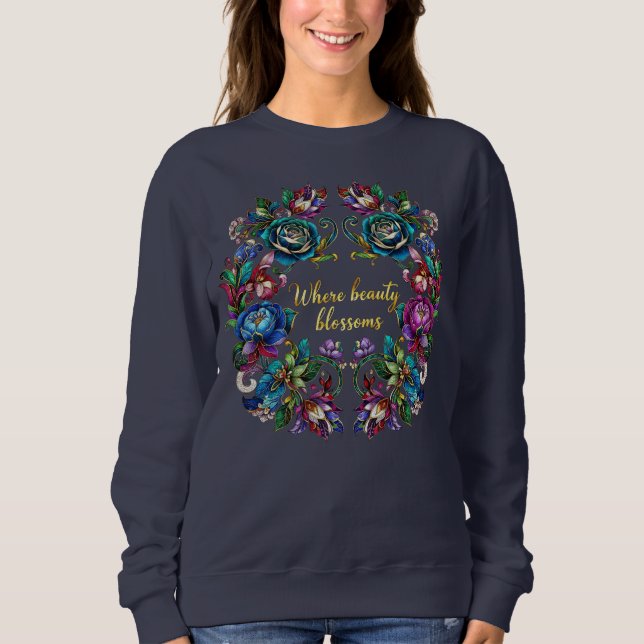 Sweatshirt Where Beauty Blossoms – Elegant Floral Art Sweatsh (Devant)