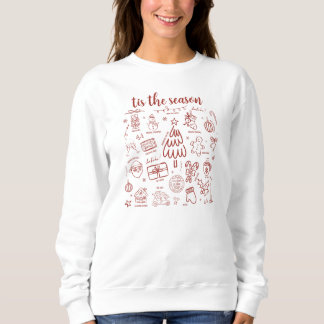Sweatshirt Whimsical Hand Drawn Doodle Red