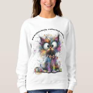Sweatshirt Whimsical Pawsitivitley Chat coloré personnalisabl