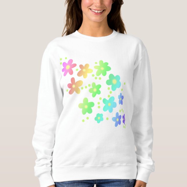 Sweatshirt Whimsical Rainbow Flowers (Devant)