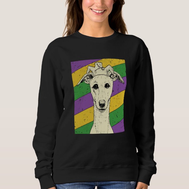Sweatshirt Whippet Jester Mardi Gras Dog Mom or Dad (Devant)