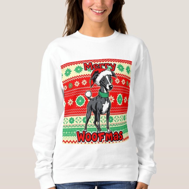 Sweatshirt Whippet Merry Woofmas (Devant)