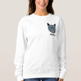 Sweatshirt White Black Cute Cat Mom Custom Family Pet Photo