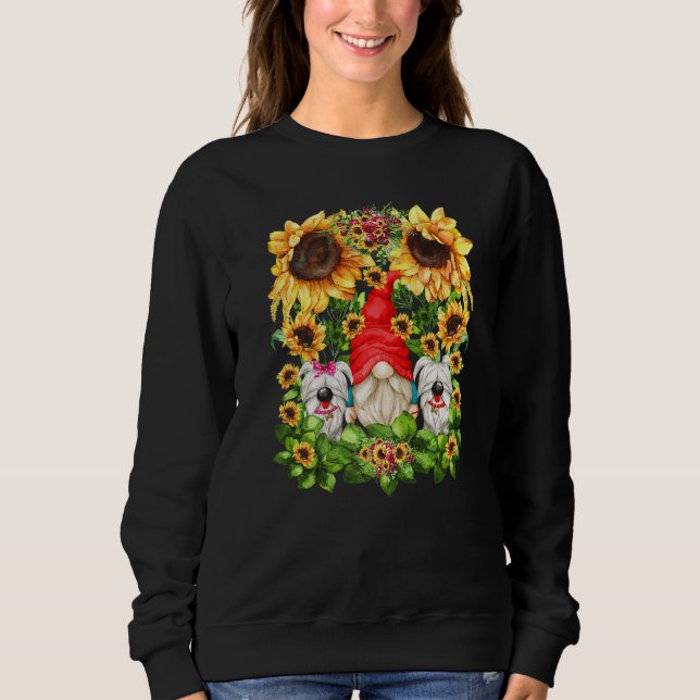 Sweatshirt White Dog Graphic For Yorkie Mom And Dad Sunflower (Devant)