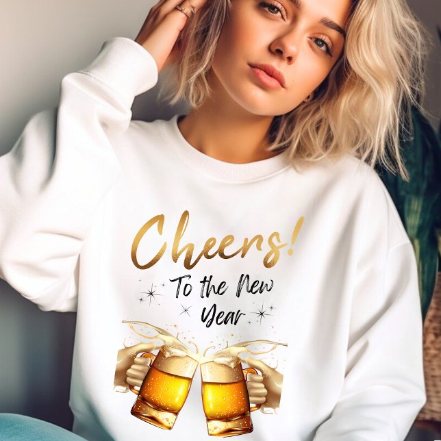 Sweatshirt White & Gold Cheers to New Years Eve Party 2024 (White & Gold Cheers to New Years Eve Party 2024 Sweatshirt)