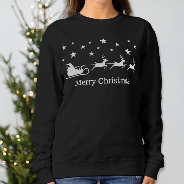 Sweatshirt White Père Noël Sleigh And Deer & Joyeux Texte de  (Créateur téléchargé)