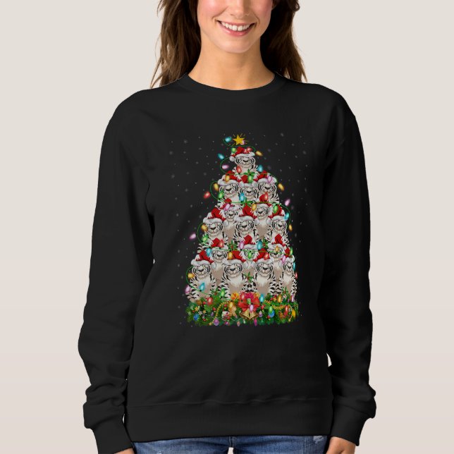 Sweatshirt White Tiger  Xmas Santa White Tiger Christmas Tree (Devant)
