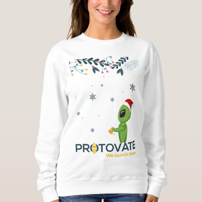 Sweatshirt White Winter Greenie Protovate Logo (Devant)