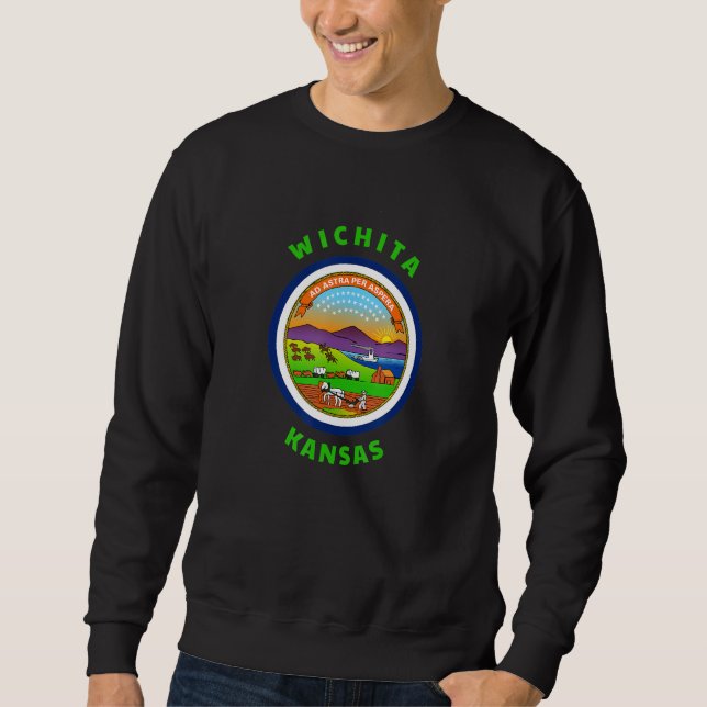 Sweatshirt Wichita Kansas KS Flag Badge Roundlet Souvenir (Devant)