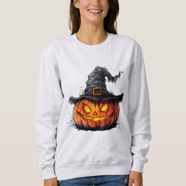 Sweatshirt Wicked Pumpkin Witch Hat Halloween T-Shirt (Devant)