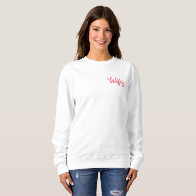 Sweatshirt Wifey design rétro mignon (Devant entier)