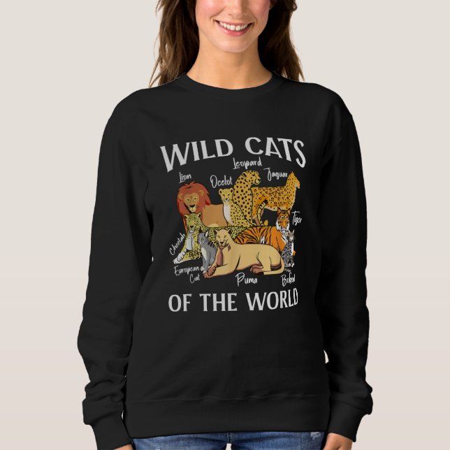 Sweatshirt Wild Cats Of The World African Tiger Leopard Jagua (Devant)