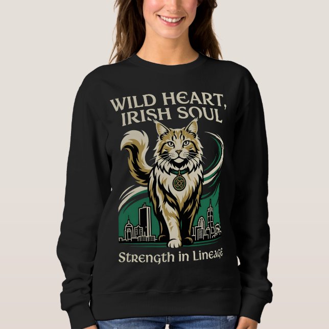 Sweatshirt Wild Heart Irish Soul Maine Coon (Devant)