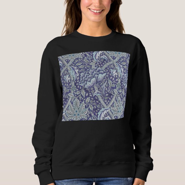 Sweatshirt William Morris Windrush motif floral bleu (Devant)