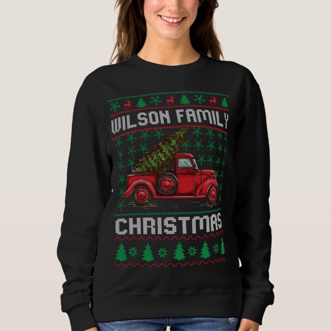 Sweatshirt Wilson Famille Vilain Chandail de Noël Rouge Camio (Devant)