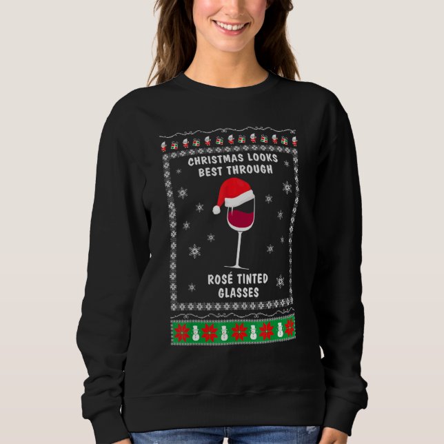 Sweatshirt Wine   for christmas  Ugly xmas 1 (Devant)