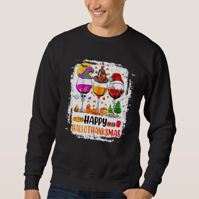 Sweatshirt Wine Glasses Witch Santa Hat (Devant)