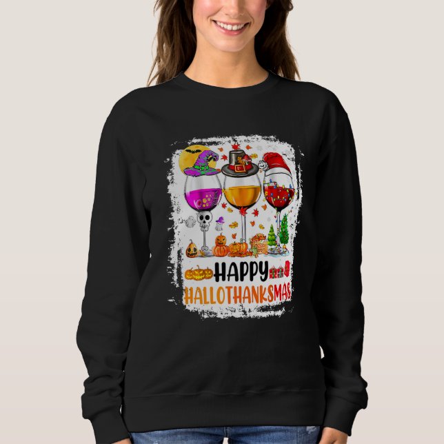 Sweatshirt Wine Glasses Witch Santa Hat (Devant)