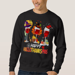 Sweatshirt Wine Glasses Witch Santa Hat