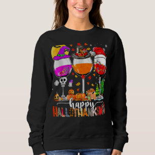 Sweatshirt Wine Glasses Witch Santa Hat