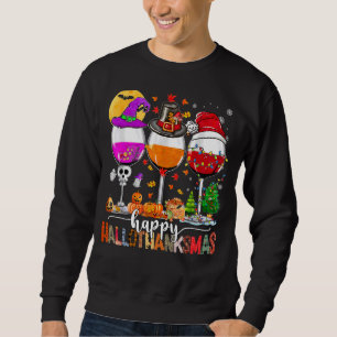 Sweatshirt Wine Glasses Witch Santa Hat