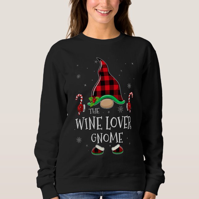 Sweatshirt Wine  Gnome Buffalo Plaid Matching Family Christma (Devant)