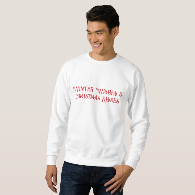 Sweatshirt Winter Wishes & Christmas Kisses Festive Holiday S (Devant entier)