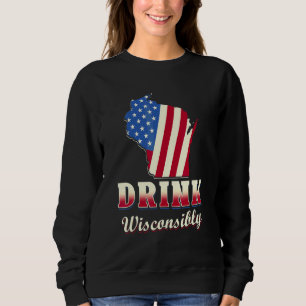 Sweatshirt Wisconsin Buvant des Boissons Alcoolisées Wisconsi