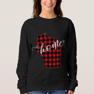Sweatshirt Wisconsin WI State Outline Home Winter Red Buffalo