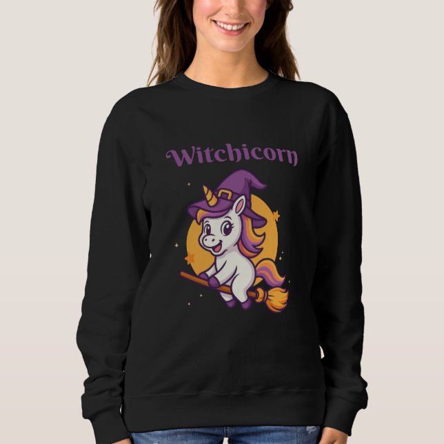 Sweatshirt Witchicorn - cadeau drôle mignon et effrayant pour (Devant)