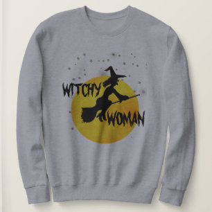Sweatshirt Witchy Woman Silhouette Flying Witch Moon Stars
