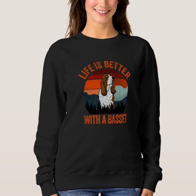 Sweatshirt With A Basset Vintage Distressed Country Dog (Devant)