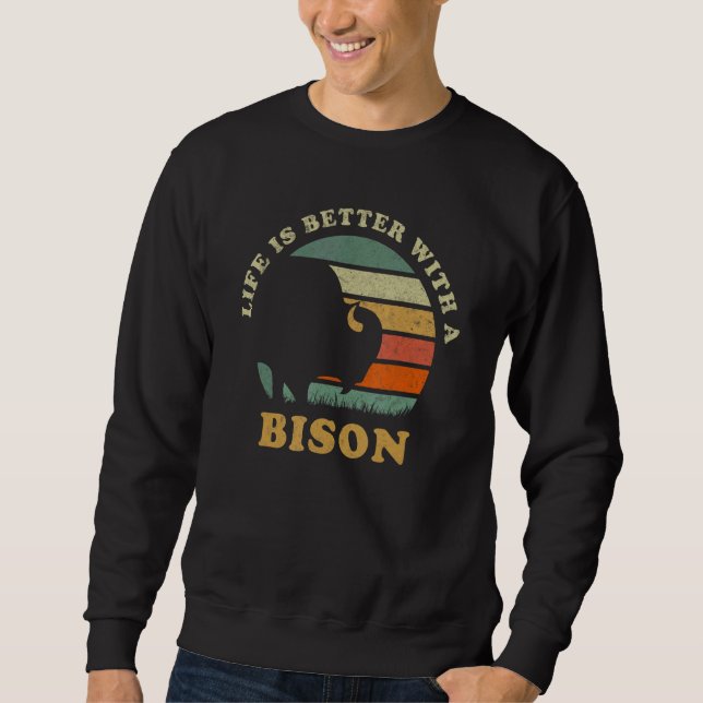 Sweatshirt With A Bison Native American Indian Buffalo (Devant)