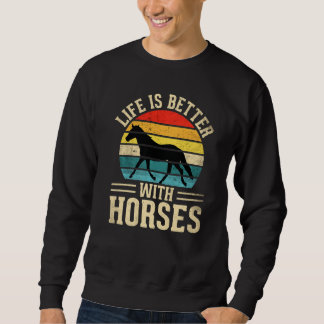 Sweatshirt With Horses Horseback Riding Retro Vintage