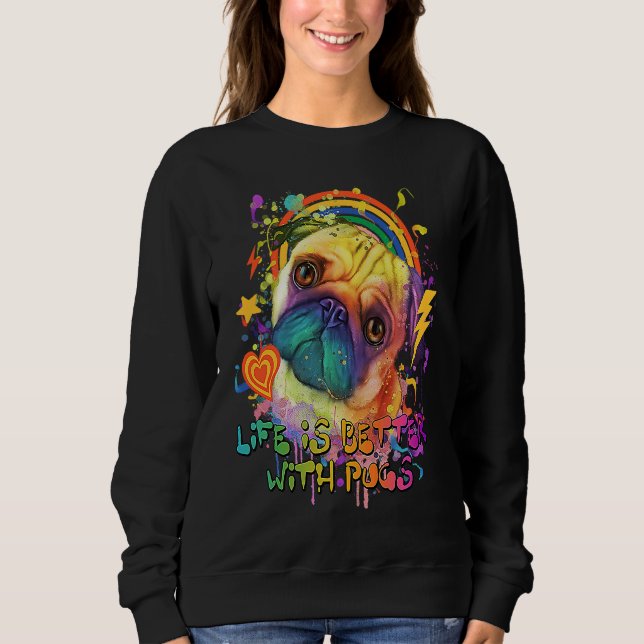 Sweatshirt with Pugs  Dutch Bulldog Humor Pug Owner (Devant)