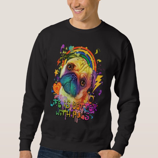Sweatshirt with Pugs  Dutch Bulldog Humor Pug Owner (Devant)
