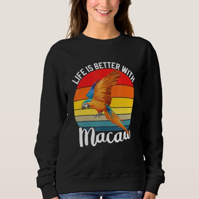 Sweatshirt With Scarlet Macaw Colourful Parrot Bird (Devant)