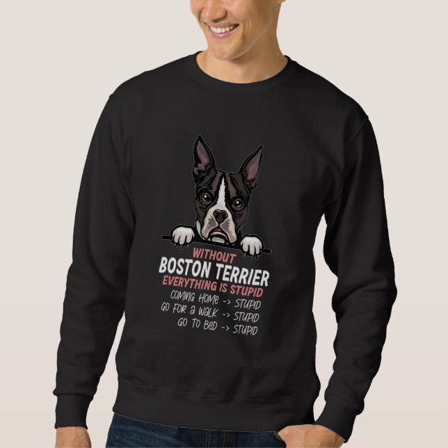 Sweatshirt without Boston Terrier dog everything is stupid (Devant)