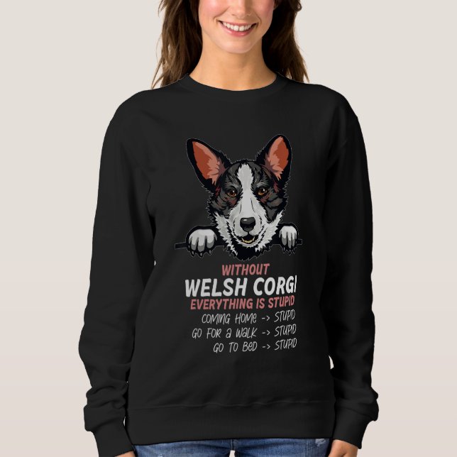Sweatshirt without Welsh Corgi dog everything is stupid_3 (Devant)
