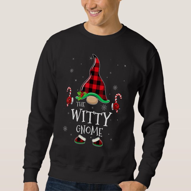 Sweatshirt Witty Gnome Buffalo Plaid Matching Family Christma (Devant)