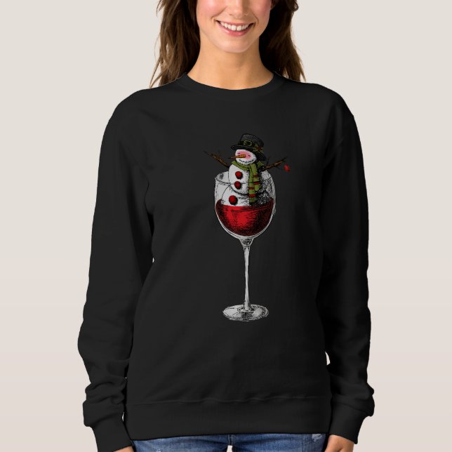 Sweatshirt Wne  Christmas Snowman in a Wne Glass Xmas (Devant)