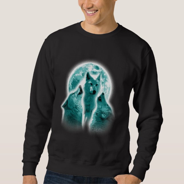 Sweatshirt Wolf Animals Howls Moon Print Animal Lovers Wolf (Devant)