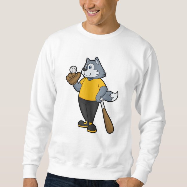 Sweatshirt Wolf au baseball avec batte de baseball (Devant)