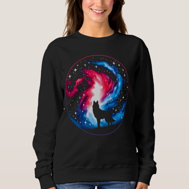 Sweatshirt Wolf cosmique cool Galaxie Graphique (Devant)