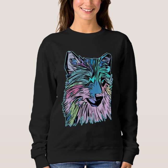 Sweatshirt Wolf head predator face imprint with wild animal (Devant)